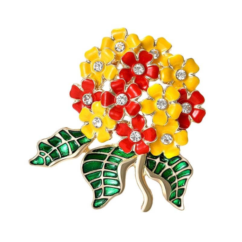 Elegant Hydrangea Enamel Flower Brooch For Women Alloy Jewelry Accessory Gift