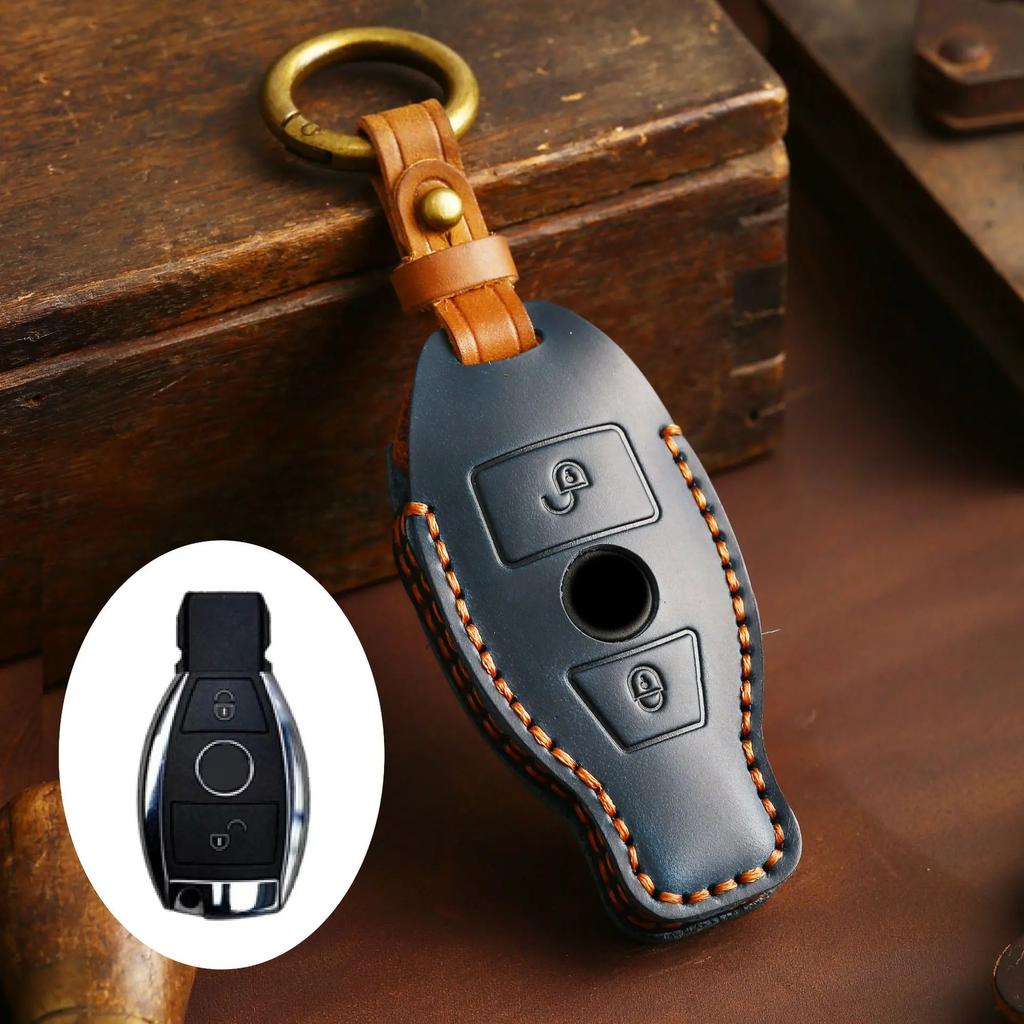 2/3 Bottons Genuine Leather Auto Key Fob Cover Case Fit For Mercedes Benz W204 W463 W176 W251 W205 A200 A260 A C R G Class Gla Cla Glk Glc Cls