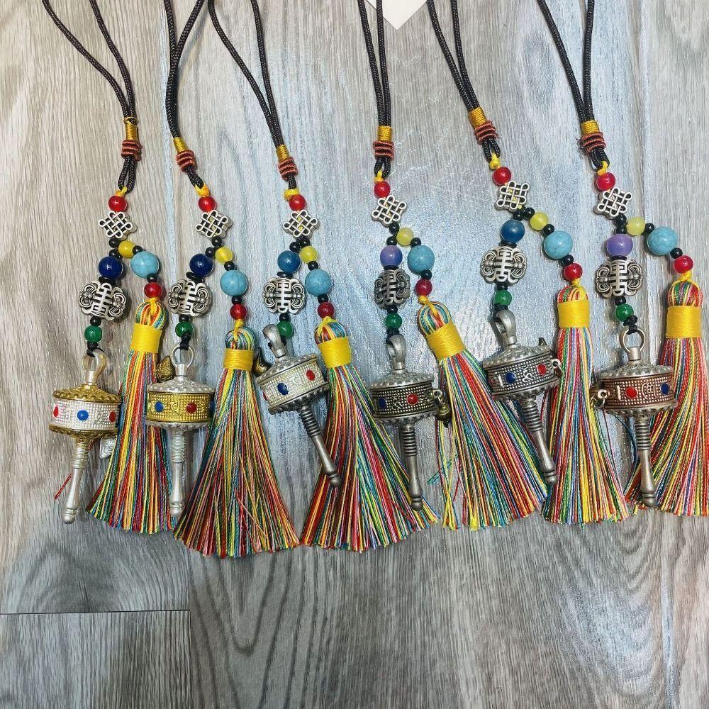 Handwoven Tibetan Prayer Tassel Pendant Tassel Spinning Wheel Keyring Tourism Commmemorative