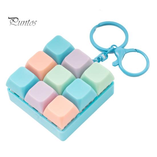 Lightweight Fidget Keyboard 9-Keys Keychain Stress Anxiety Relief Office Relaxation Gadget Clicker Portable Decompression Button Sensory Toy Colorful