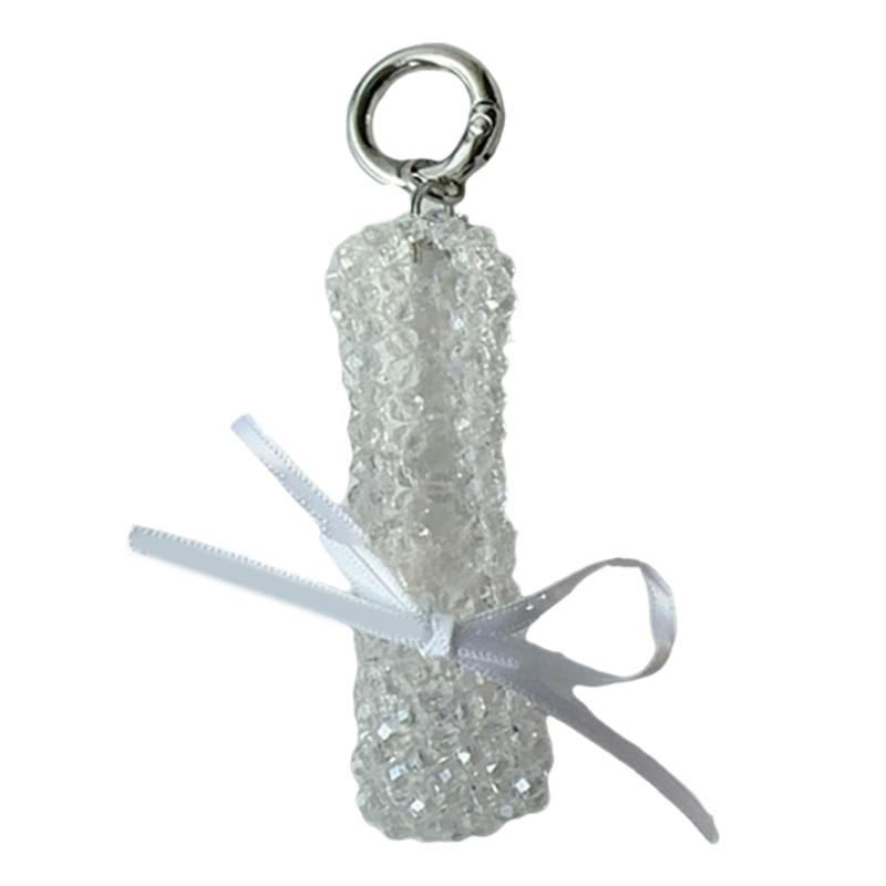 

Stylish Crystal Shoe Key Rings with Ribbon Bowknot Cellphone Chain Colorful Beaded Phone Pendant Gift for Trendy Ladies белый