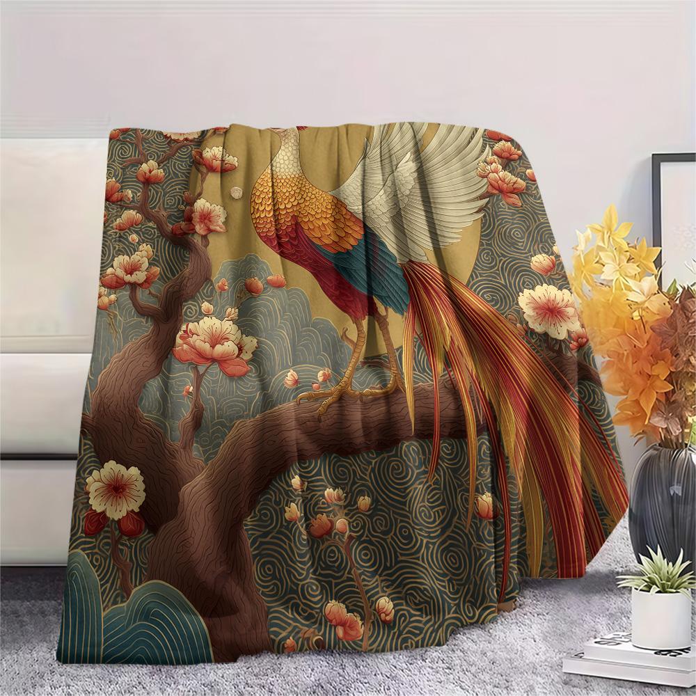 Branch Birds  Print Flannel Blanket, High Quality Comfortable for All Seasons, Home Decor, Warmth and Comfort