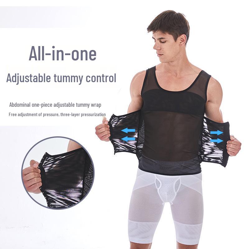 Men's Back-Support Waist Cincher: Mid-Row Buckle Body Shaper Vest