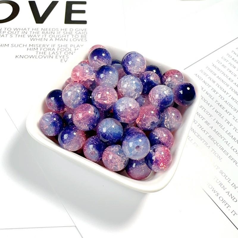 10mm Crackle Glass Round Beads, Loose Spacer Beads DIY Accessories for Bracelet Making 50pcs