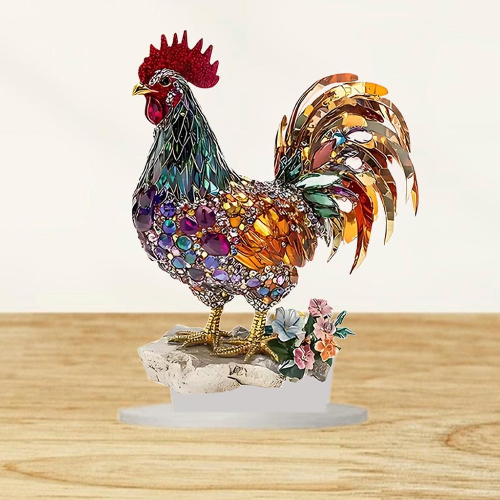 Acrylic Chicken Decor 2D Festive Atmosphere Attractive Unique DIY Table Decoration for Home Businesses Restaurant Corner Cabinet