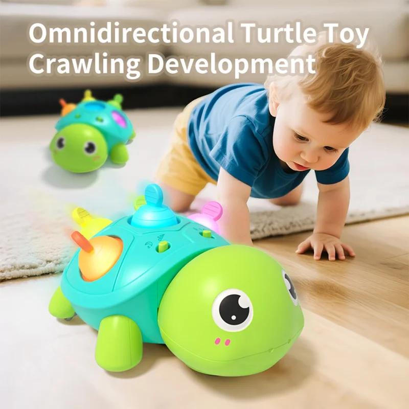 Toddle Toy Interactive Musical Nature Sound Tummy Time Infant Baby Fine Motor Skill Toys Cartoon Turtle Crawling Toy Kids Gifts