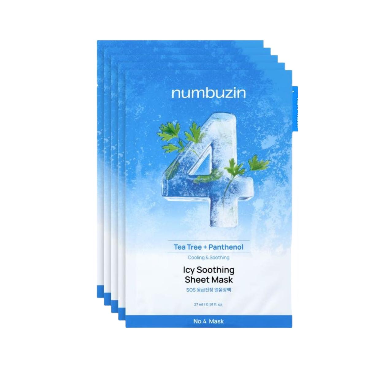 numbuzin No.4 Icy Soothing Sheet Mask Hydrating Cooling 27ml 5pcs
