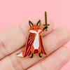 Yousheng Unisex Brooch Cartoon Fox Knight Design Zinc Alloy Brooch Pin Bag Sweater Suit Lapel Decorative Enamel Badge Outfit Accessory