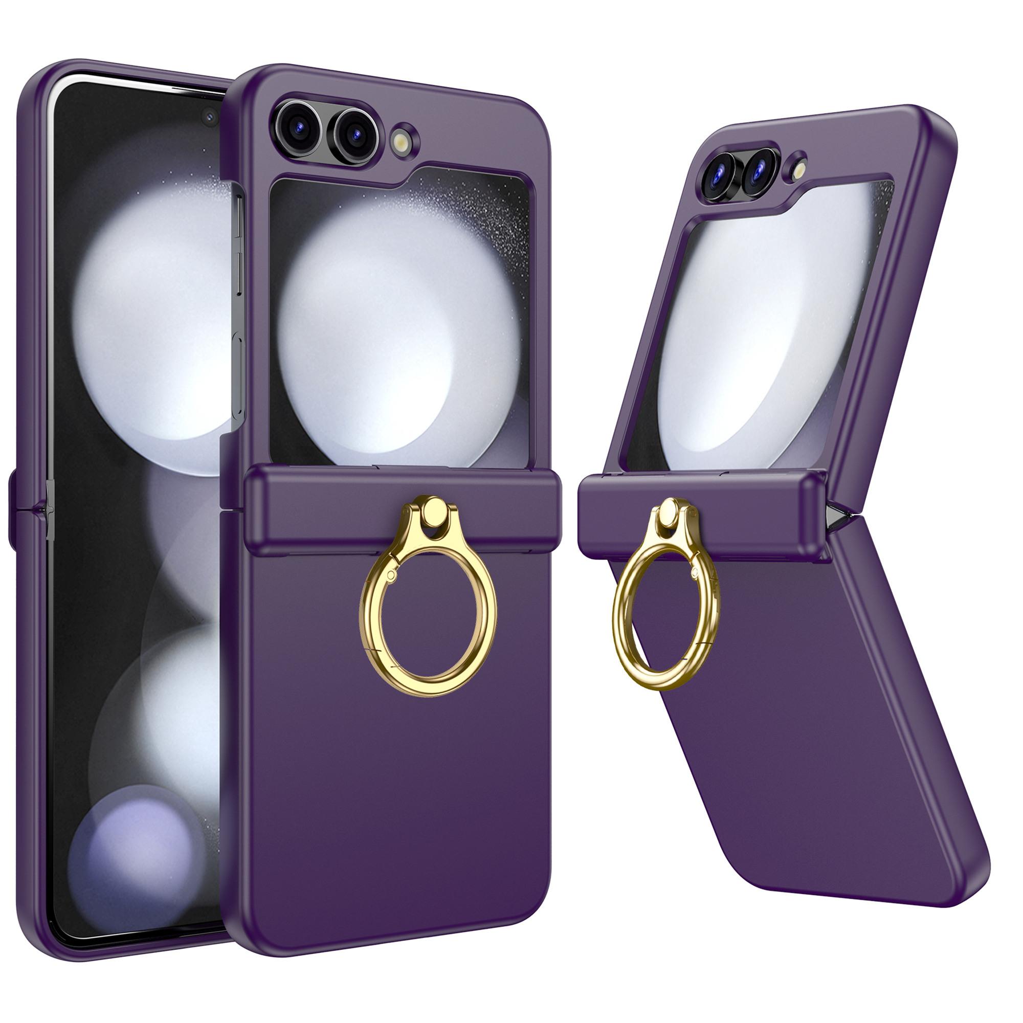

For Samsung Galaxy Z Flip5 5G Case Anti-Drop Hinge Kickstand Hard PC Phone Back Cover Dark Purple