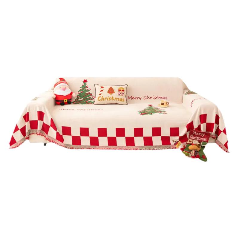 Christmas Atmosphere Sofa Cover Suitable For All Seasons Festive Sofa Blanket High-end Decorative For Living Room Sofa Cushion
