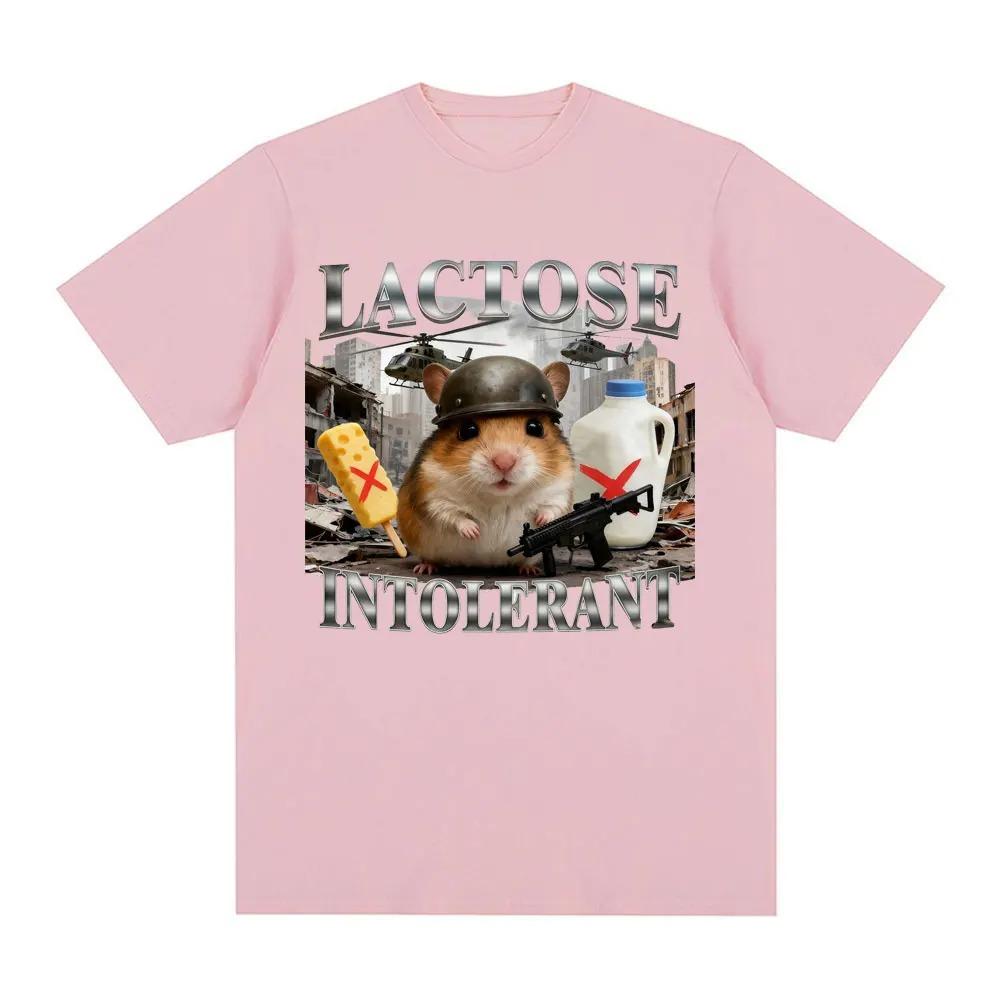 

Lactose Intolerant Tactical Hamster No Cheese No Milk Meme Graphic Oversized T-Shirt | Funny Internet Meme Streetwear Tee S чорний
