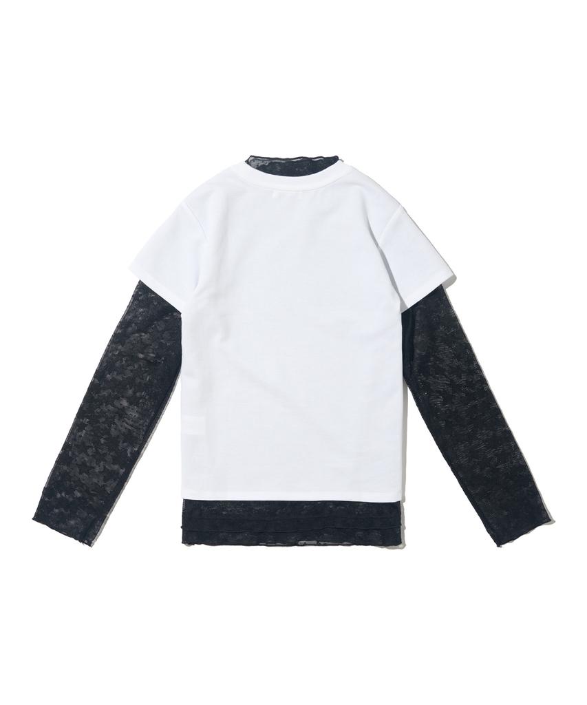 CARGOBROS FOR WOMAN Star See-Through Long Sleeve Layered Short Sleeve Tee Set (Black/Ivory)