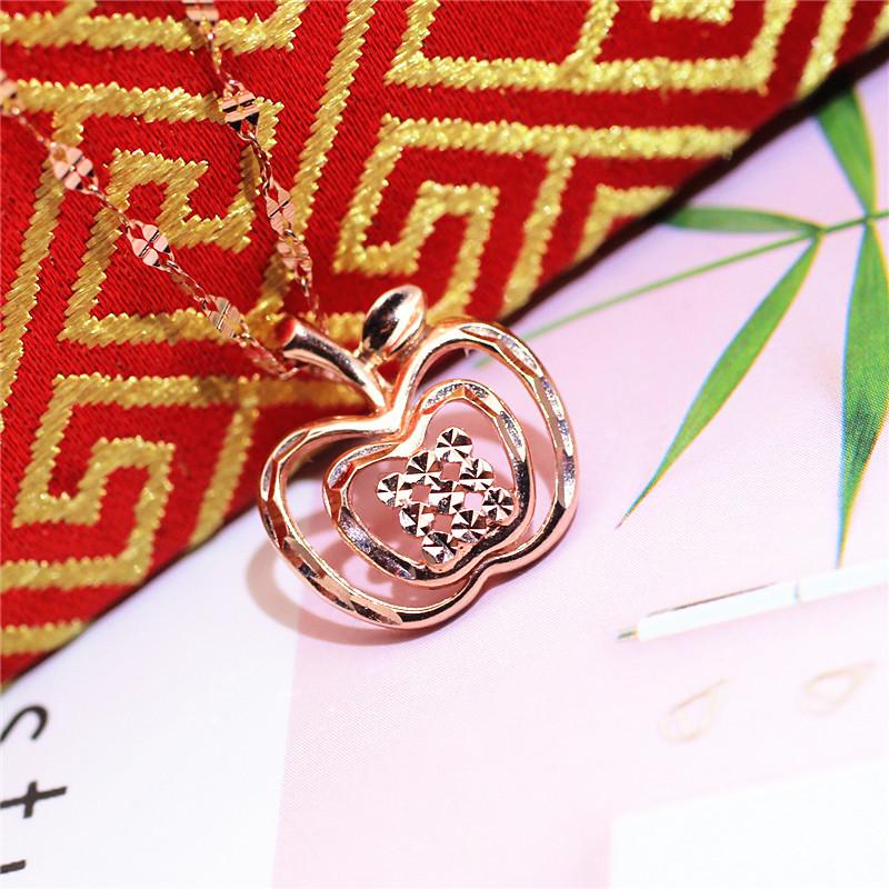 Purple Gold Shiny Apple Pendant Color Gold Fashion Plated Rose Gold Necklace
