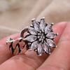 New Arrival Luxury Shiny CZ Zircon Snowflake Thai Silver Lady Wedding Ring Bridal Ceremony Propose Jewellery