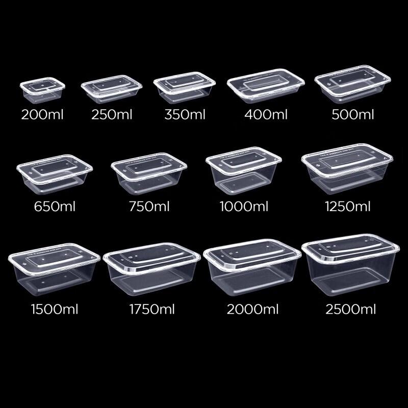 Disposable 1000ml Transparent Rectangular Food Container