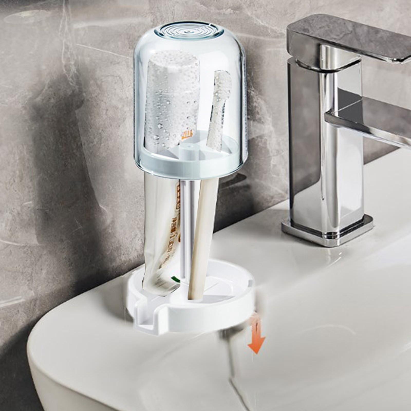 

Three In One Toothbrush Cup Holder Tooth Cup Toothpaste Storage Rack Drainable Proof Toothbrush Storage Rack