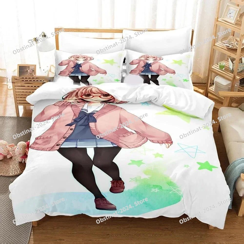Anime Beyond the Boundary Mirai Kuriyama Bedding Set Printed Duvet Cover Pillowcase Single Double Style Queen King Size Sets