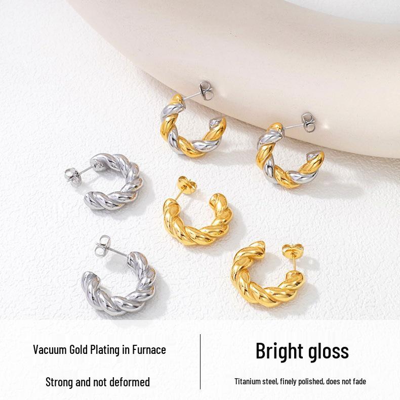 Gold-Plated Twist Spiral Earrings for Women - Luxurious and Versatile Fashion Hoops