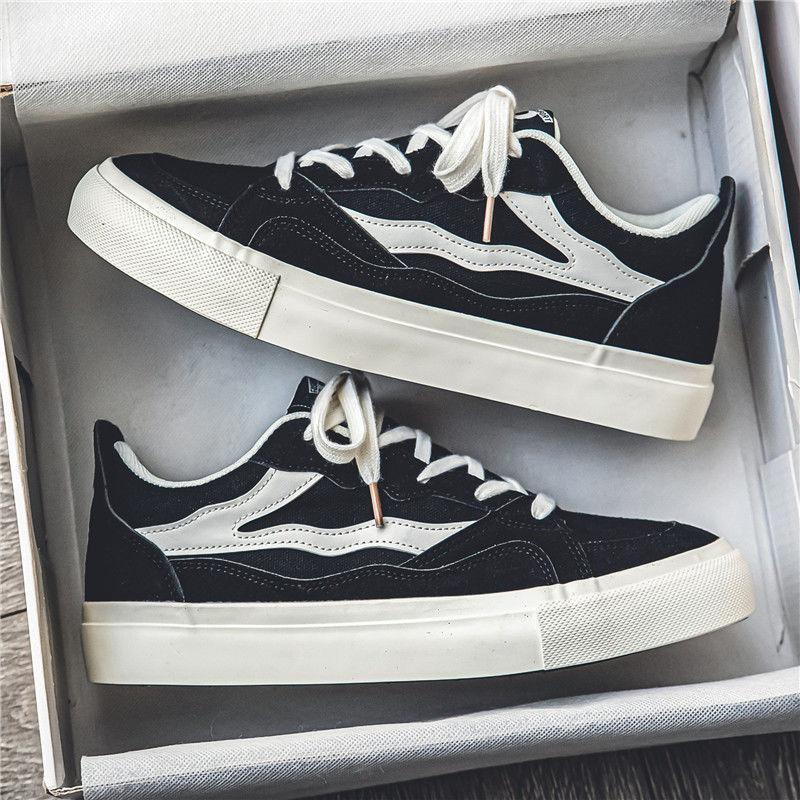 Canvas Men's Shoes Autumn Breathable Niche Design Versatile Casual Board Shoes Men's Inner Height Increase Black Sports Trendy Shoes