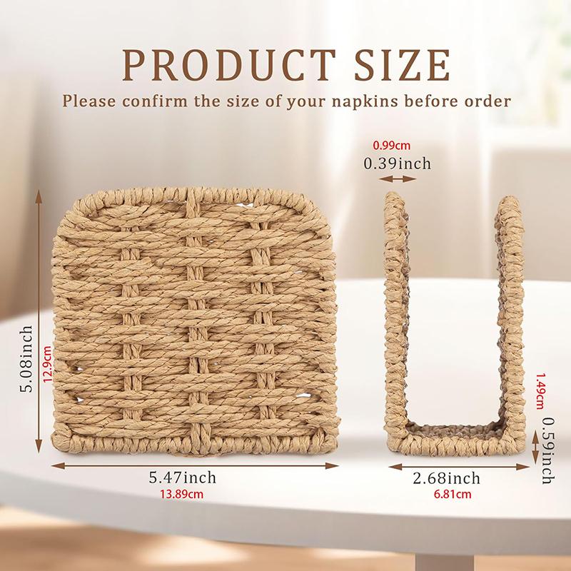 Woven Rattan Wicker Upright Napkin Holders for Table Standing Paper Dispenser for Guest Restaurant Kitchen Decoration Indoor