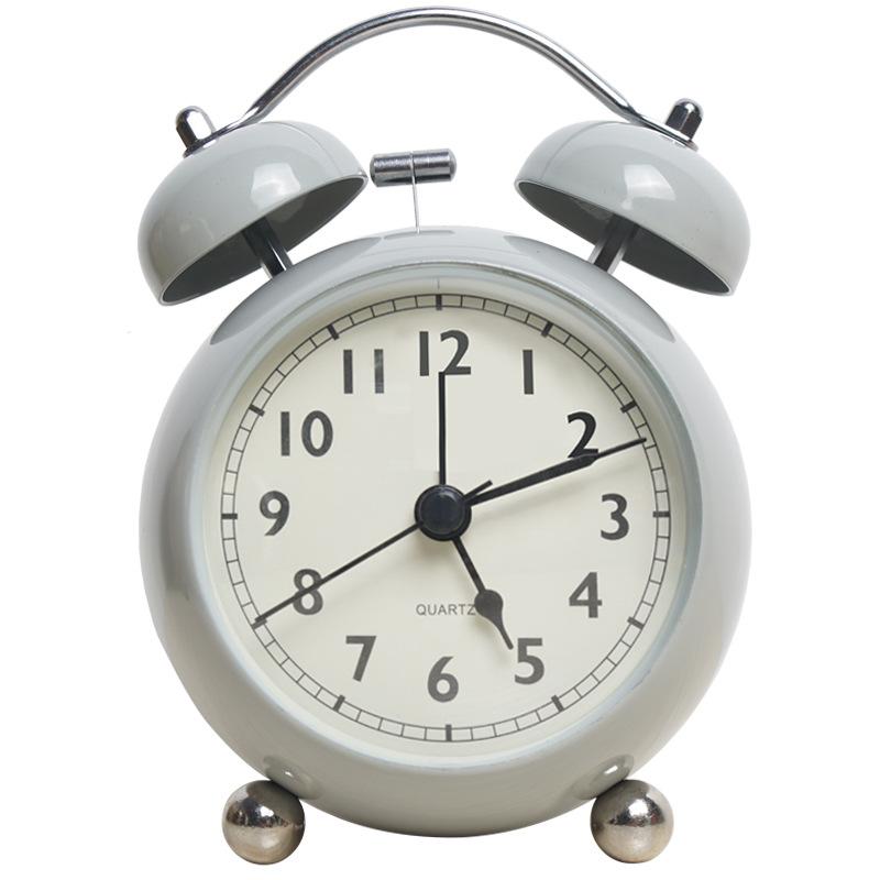 Metal Silent Non-Ticking Bedside Alarm Clock Vintage Twin Bell Desk Clock with Backlight for Heavy Sleepers, Kids
