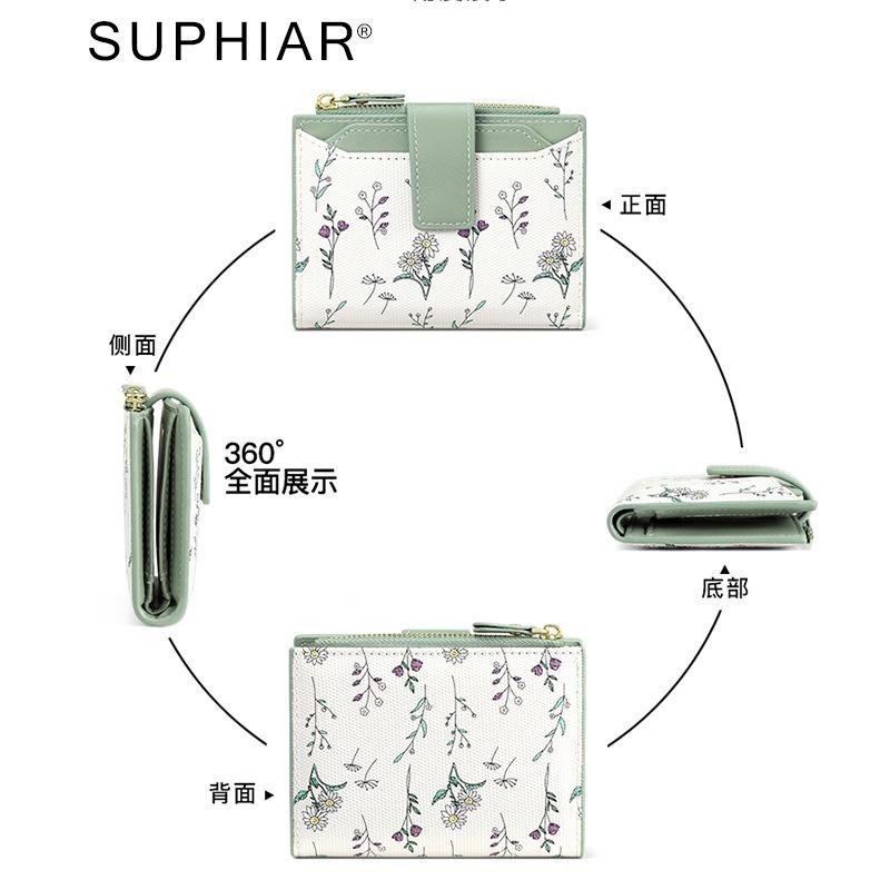 Fashion women's wallet pu card bag integrated change bag new product with loose-leaf multi-function flower short wallet