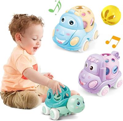 Jouet pour bébé, voiture hochet roulante pour tout-petits de 1 à 3 ans, voiture à pression et à friction, camion à moteur, hochets doux pour bébés, cadeau d'anniversaire pour filles