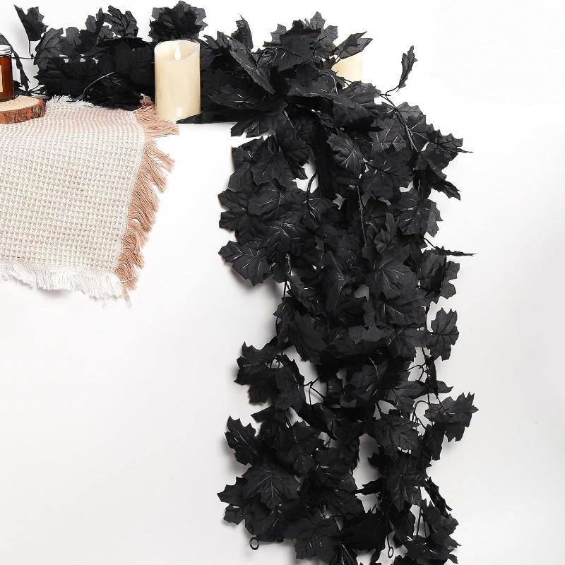 Artificial Black Maple Leaf Vine Halloween Home Vine Decoration Wall Hanging Landscape Arrangement