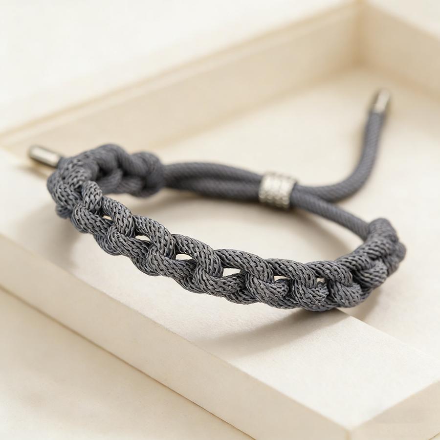 

Noter Unique One Strand Braided Bracelet Adjustable Unisex Selected Grade A 3mm String 6 Colors Options Couple Wrist Accessories Adjustable темно серый
