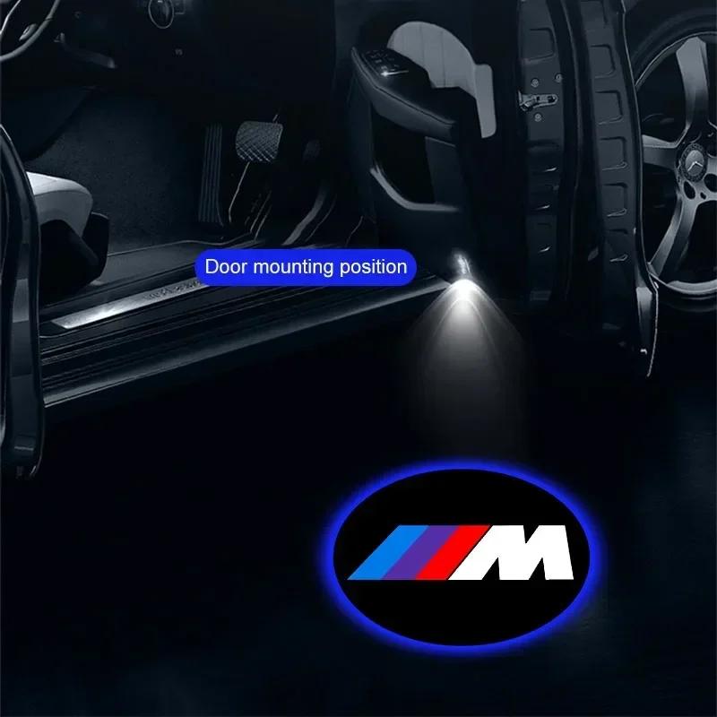 KTINL1 Car Sticker Car Door LED HD Welcome Courtesy Shadow Projector Lamp Logo Light For BMW E46 E90 E39 F30 F10 F20 X5 E70 E53 G30 Car