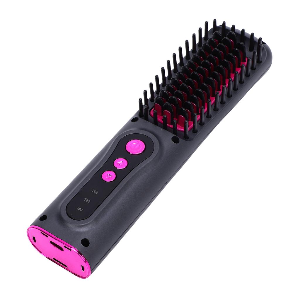 Cordless Hair Straightener Brush Hot Brush Hair Straightener Curler USB Rechargeable for All Hair Type