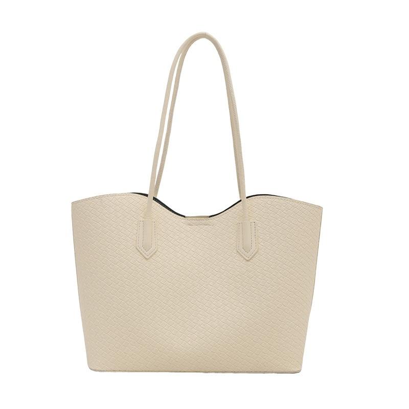 Simple Texture Tote Bag Large Capacity Mother and Child Bag Retro Solid Color Portable Shoulder Bag Trendy Versatile Underarm Women's Bag