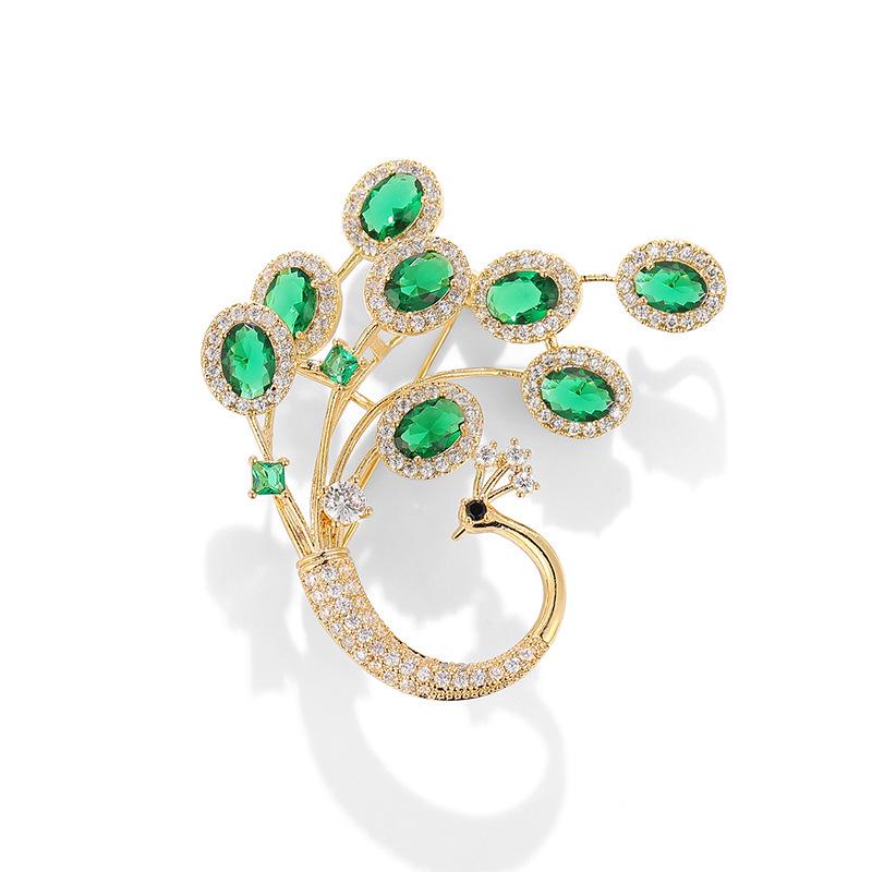 Phoenix Brooch: Chinese-Style Colorful Zirconia Pin for Women's Suits and Sweaters