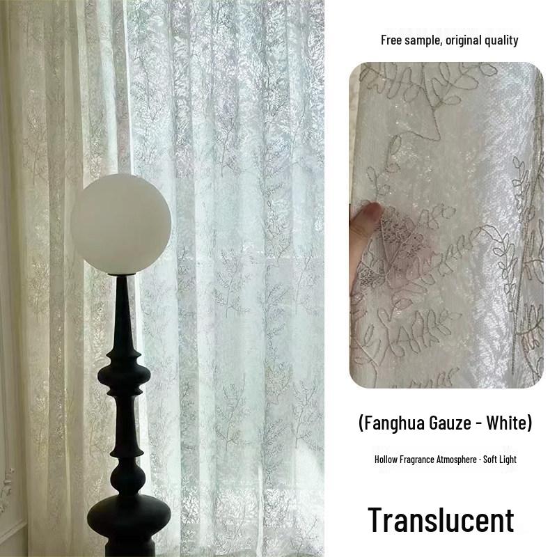 French Lace Embroidery Light-Permeable Privacy Curtains for Balcony, Bedroom, and Living Room