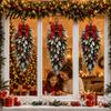 Lifelike Plastic Flowers for Party Supplies Teardrop Swag with Red Bow Bells Ornaments Frosted Artificial