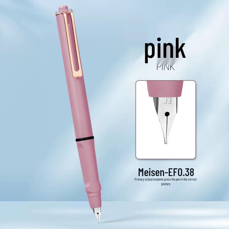 Refillable Ergonomic Fountain Pen for Students - Transparent Colored Plastic Design