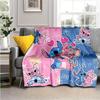 1pc Stitch Love Printing Flannel Blanket for All Season, Unisex Cartoon Blanket, Home Blankets, Lunch Rest Blanket