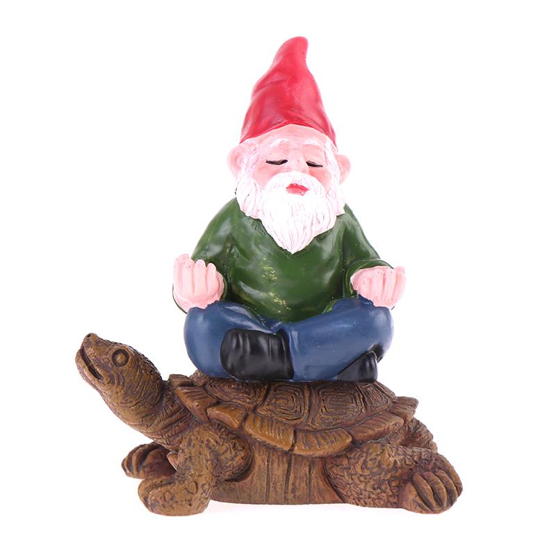 Gartenzwerg Figur Lustiger Zwerg Sitzt Auf Schildkröte Statue Zwerg Ornament
