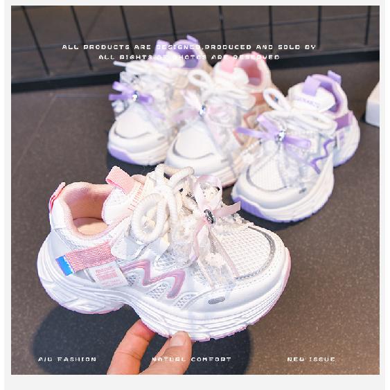 Cute Sneakers for girls2026New Spring/Summer Mesh Pearl Chinese Style Bowknot Dad Shoes Running Shoes