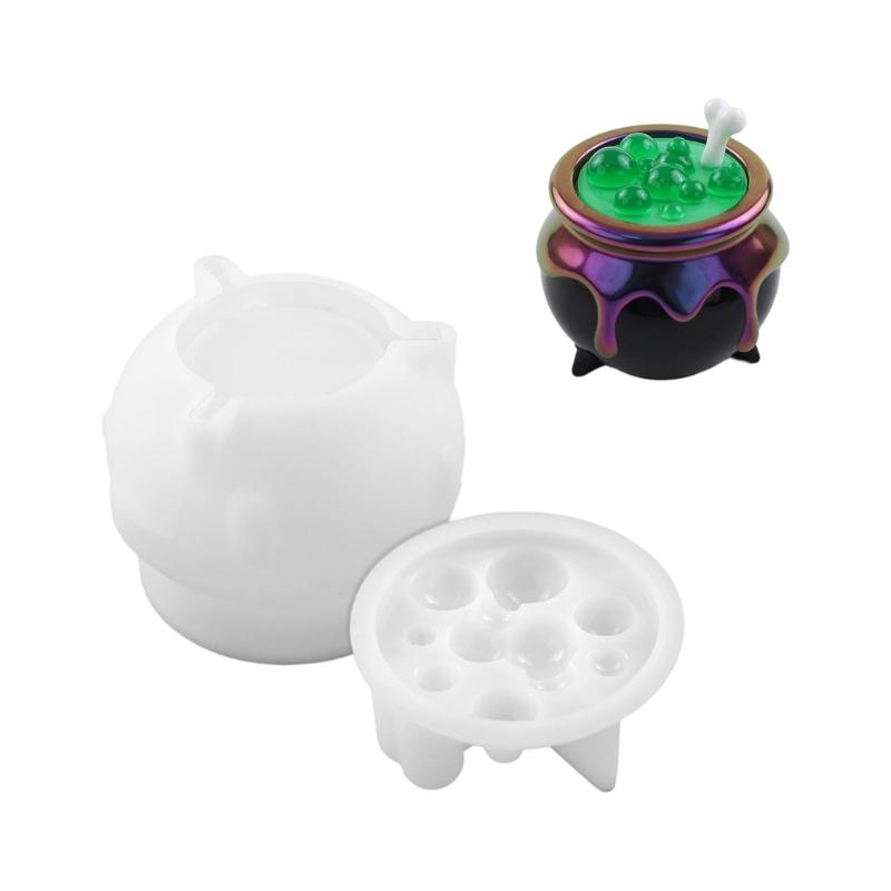 Halloween Craft Silicone Cauldron Mold Storage Box Molds for Resin Projects Decorations and Witch Party Accessories