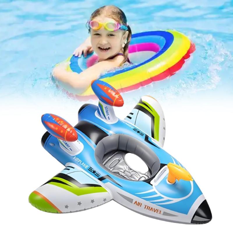 Airplane Kids Swim Ring Tube Inflatable Swimming Ring Seat Material Ecofriendly