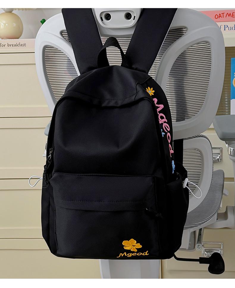 Schoolbag Milk Sweet Youth Vitality Letter Embroidered Backpack Female Junior High School Student School Bag Multi-compartment Casual Versatile 