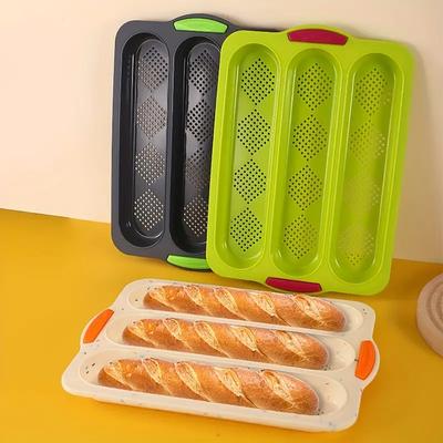 New Model, Silicone Mold, Long Strip Shape, Three Slots, Baguette Baking Tray, Diamond Shaped, Grid Cake Mold, Home DYI Baking