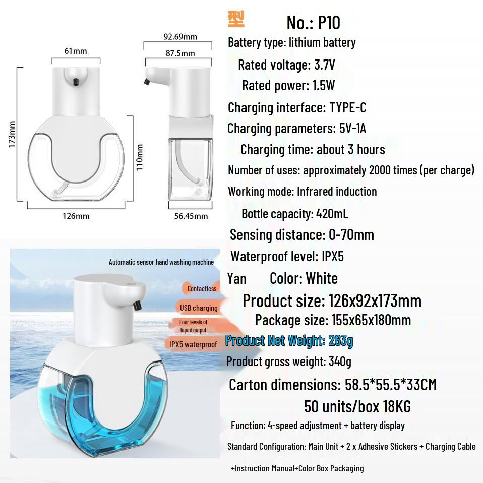 Wall-Mounted Smart Electric Foam Soap Dispenser P10 with Automatic Sensor