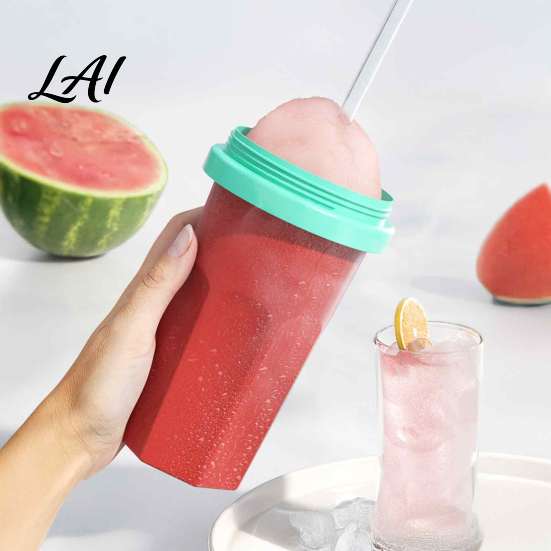Food Grade Slushy Maker Homemade Slushie Cup Freezer Squeeze Cup for Ice Drinks BPA-free Silicone Smoothie Juice Soda Reusable Summer Cold