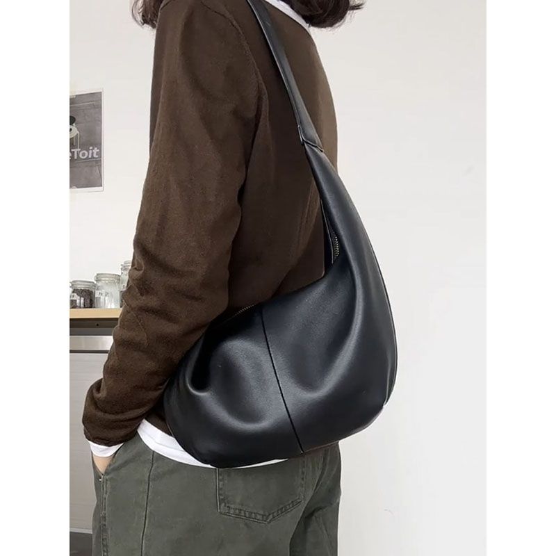 

This Year s Popular Bag Women s 2025 New Lazy Simple Black Dumpling Bag Large Capacity Commuter Messenger Bag Black