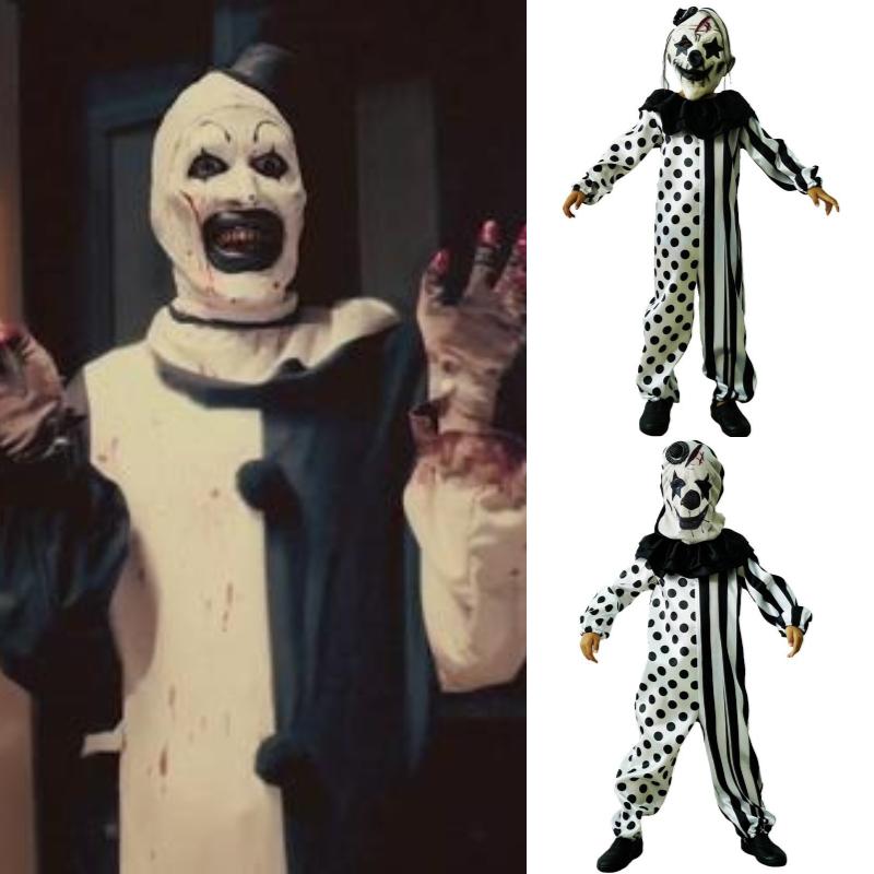 Clown Cosplay Terrifier Clothing Polyester Onesie Mask Halloween Party Costume