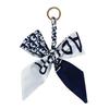 Luxury Blue Silk Scarf Bow Handbag and Car Keychain Pendant with D Letter