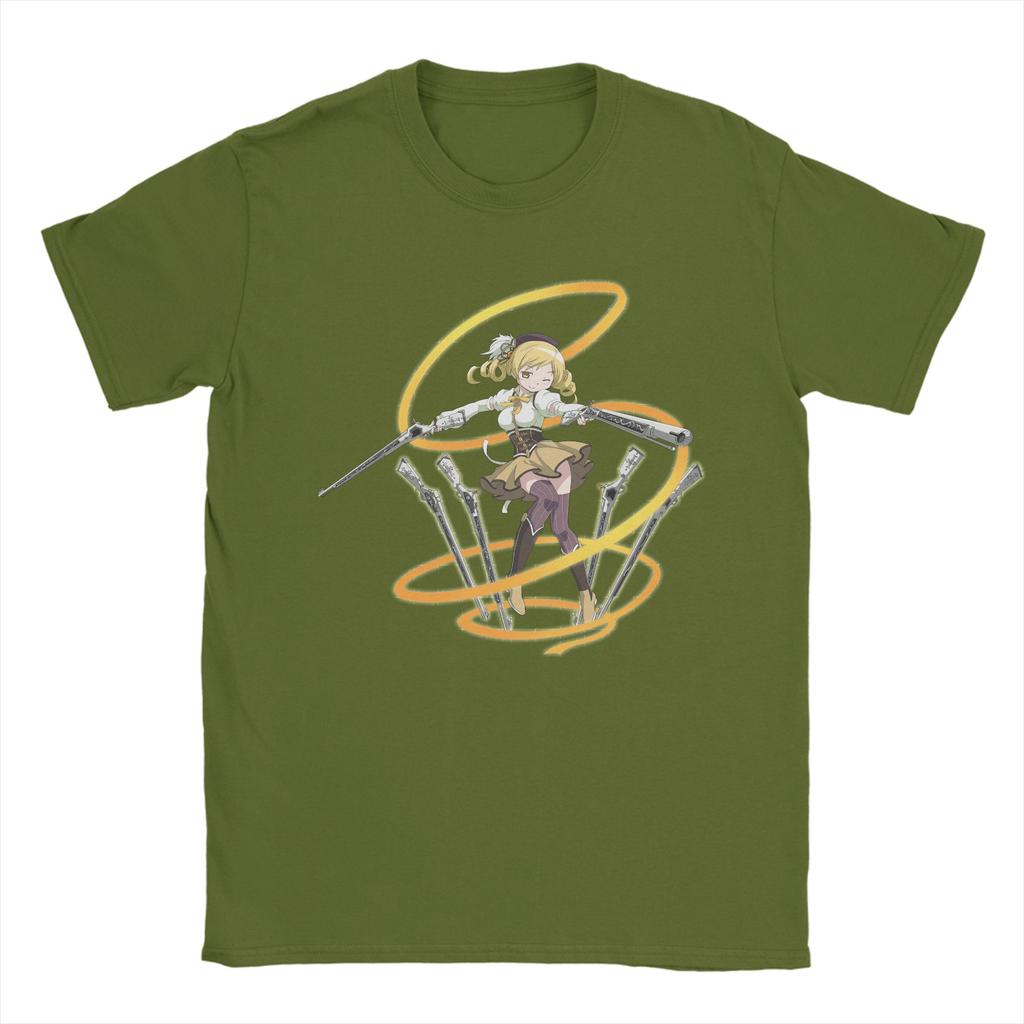 Unisex T-shirt Mahou Shoujo Mami Tomoe Madoka Magica Anime 100% Bawełna Vintage Krótki Rękaw Okrągły Dekolt T-shirty Letni T-shirt