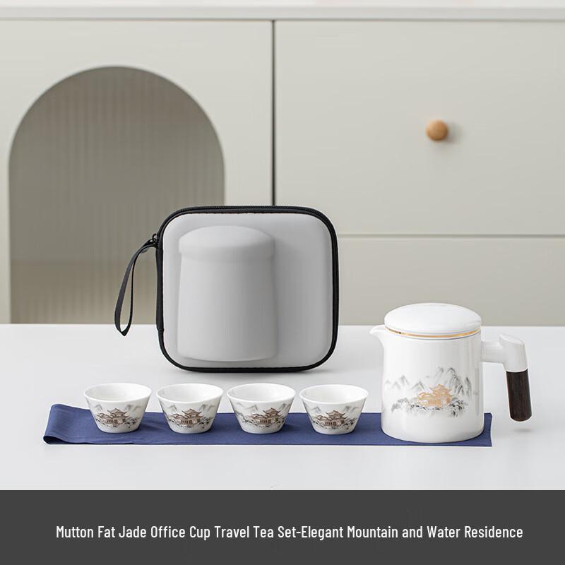 Meijin Mutton-fat Jade White Porcelain Travel Tea Set